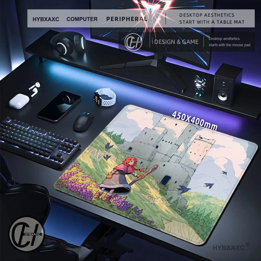 HYBXAXC Anime Castle Adventure Girl Mouse Pad Large Fantasy Desk Mat for Gaming Office for Work Setup, Computer Accessories