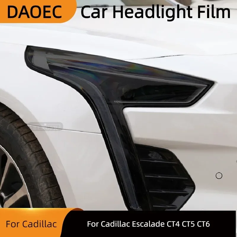

Для Cadillac Escalade CT4 CT5 CT6 защитная пленка для фар автомобиля дымчатая черная прозрачная наклейка из ТПУ на переднюю фару аксессуары