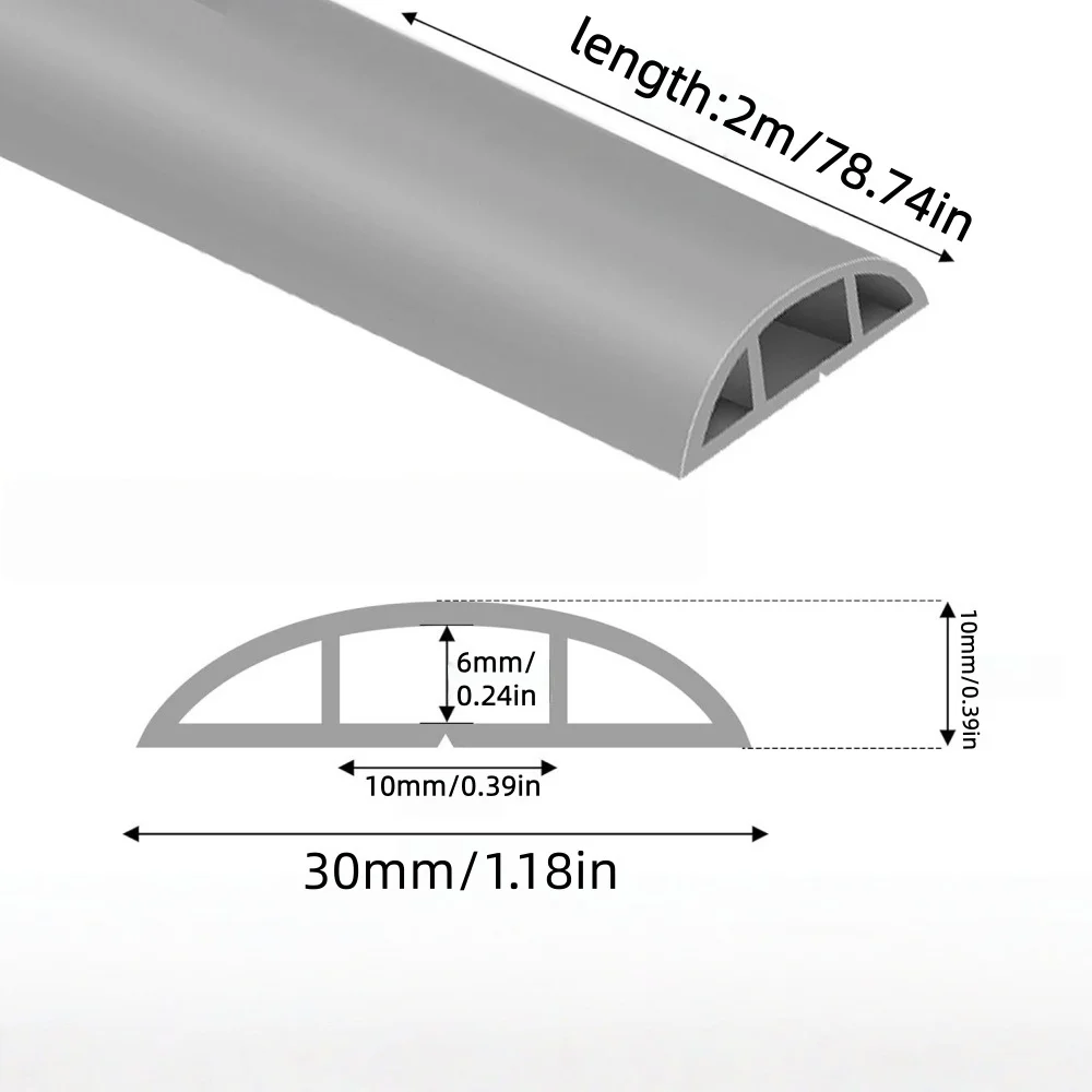 1PC Professional Self Adhesive Floor Cord Cover PVC Trimmable Wire Hider Profile Electric Cord Cavity Home Office