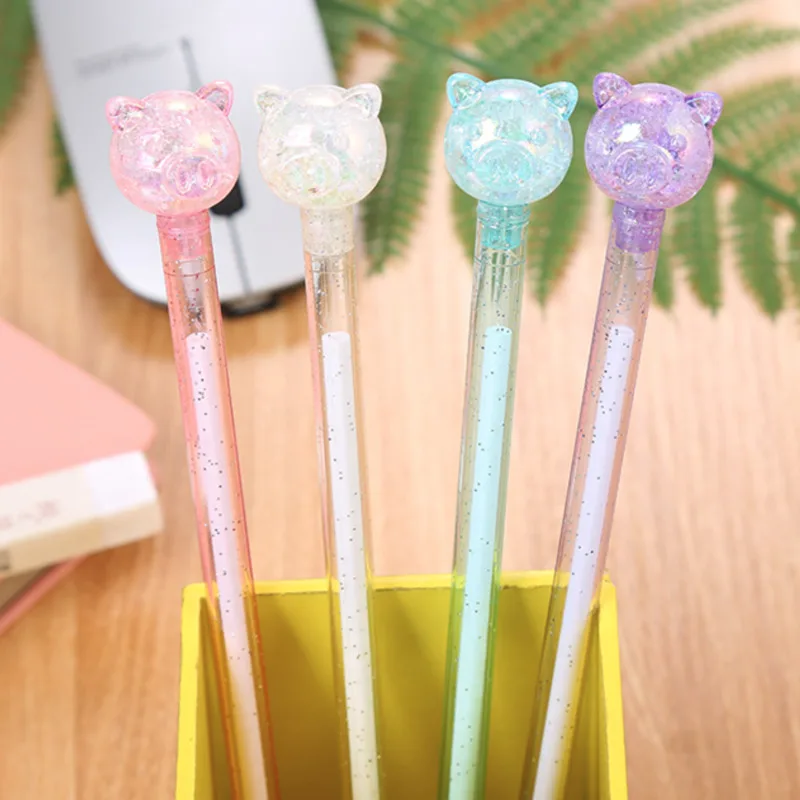 1 Piece Cute Kawaii Pink Pig Gel Pen Office School Supply Crystal Sweet Lovely Pretty Handle Stationery Ellen Brook