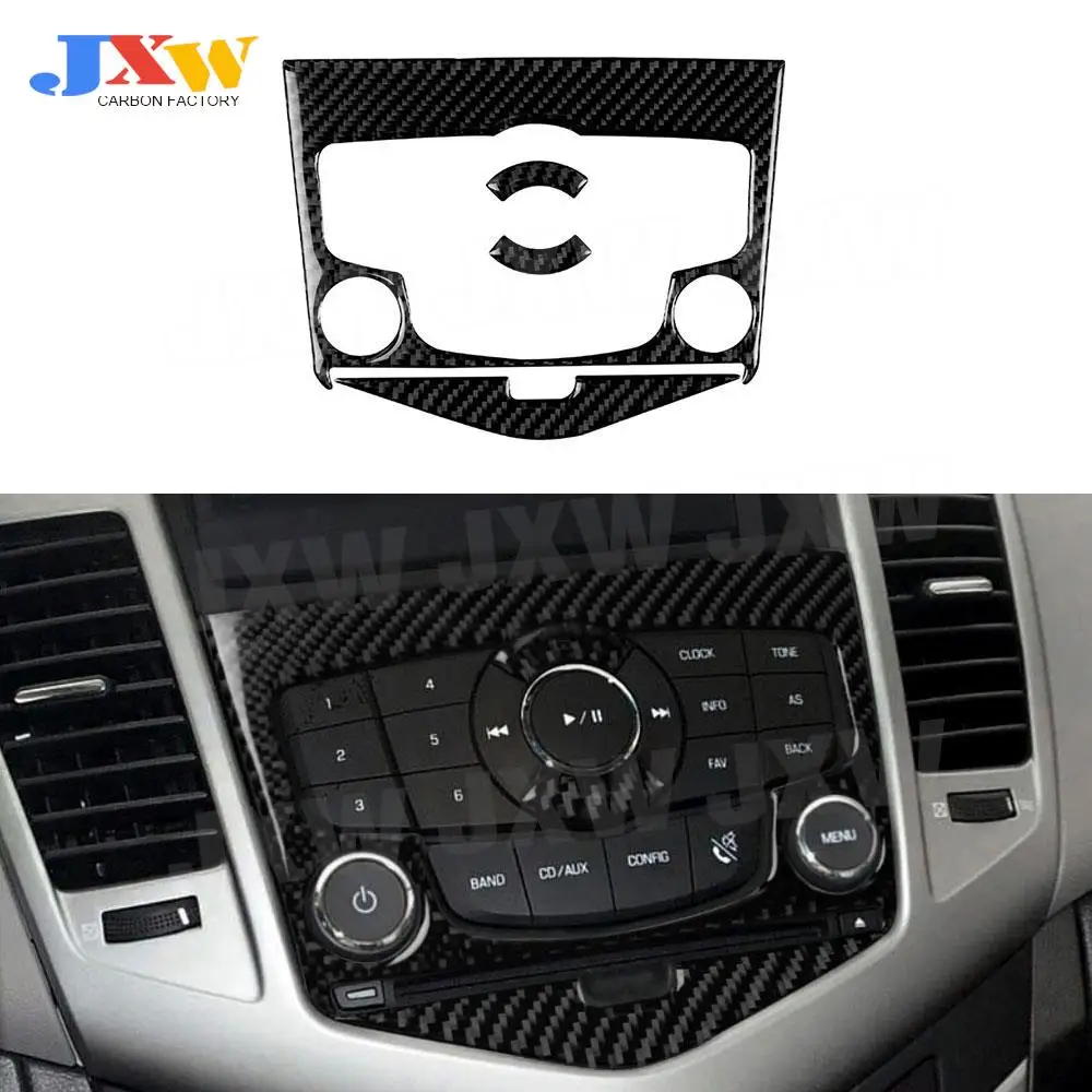 Carbon Fiber Interior Trim Central Control CD Panel Switch Button Cover Stickers For Chevrolet Cruze 2009-2015 Car Accessories