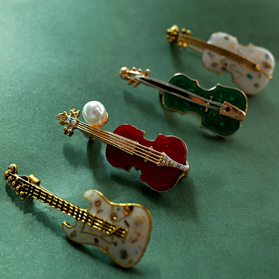 Fashion Musical Instruments  Guitar Violin Cello Piano  for Women Girl Kids Collar Brooch Cap Backpack Suit Pin- - view 6