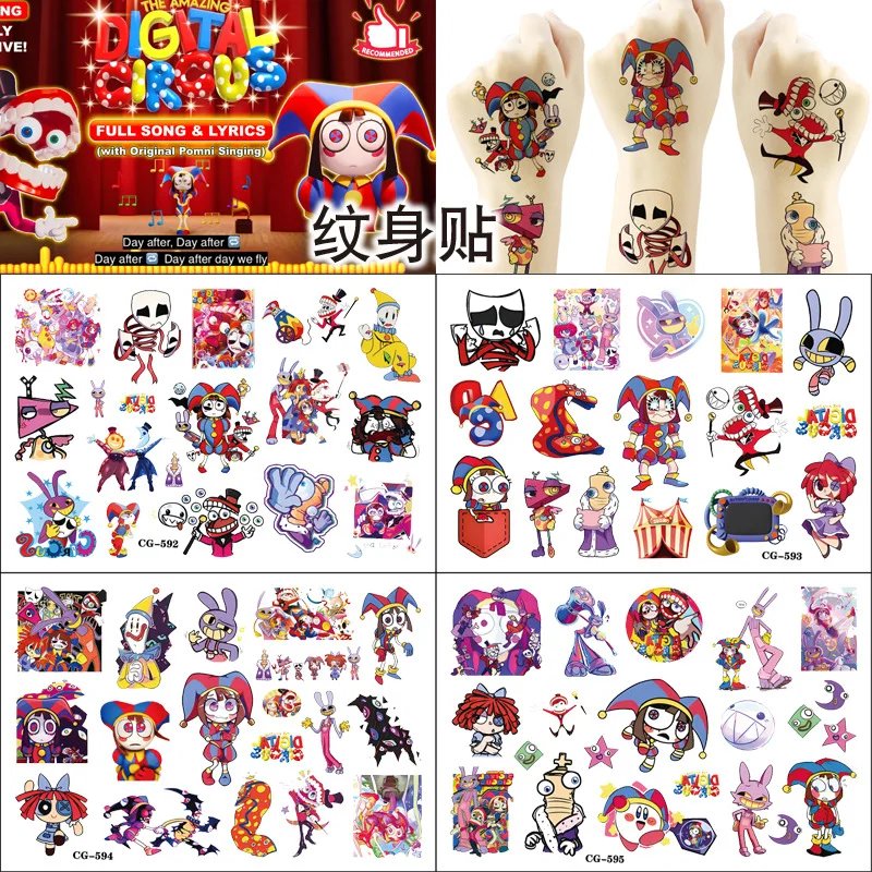 Hot The Amazing Digital Circus Temporary Tattoo Sticker Waterproof Kids Tattoo Sticker For Party Gifts