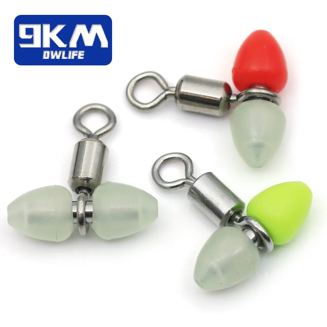 Giros de pesca de 3 vias snap 15 ~ 60 peças barril luminoso gira em forma de t linha cruzada rolamento gira conector água salgada água doce
