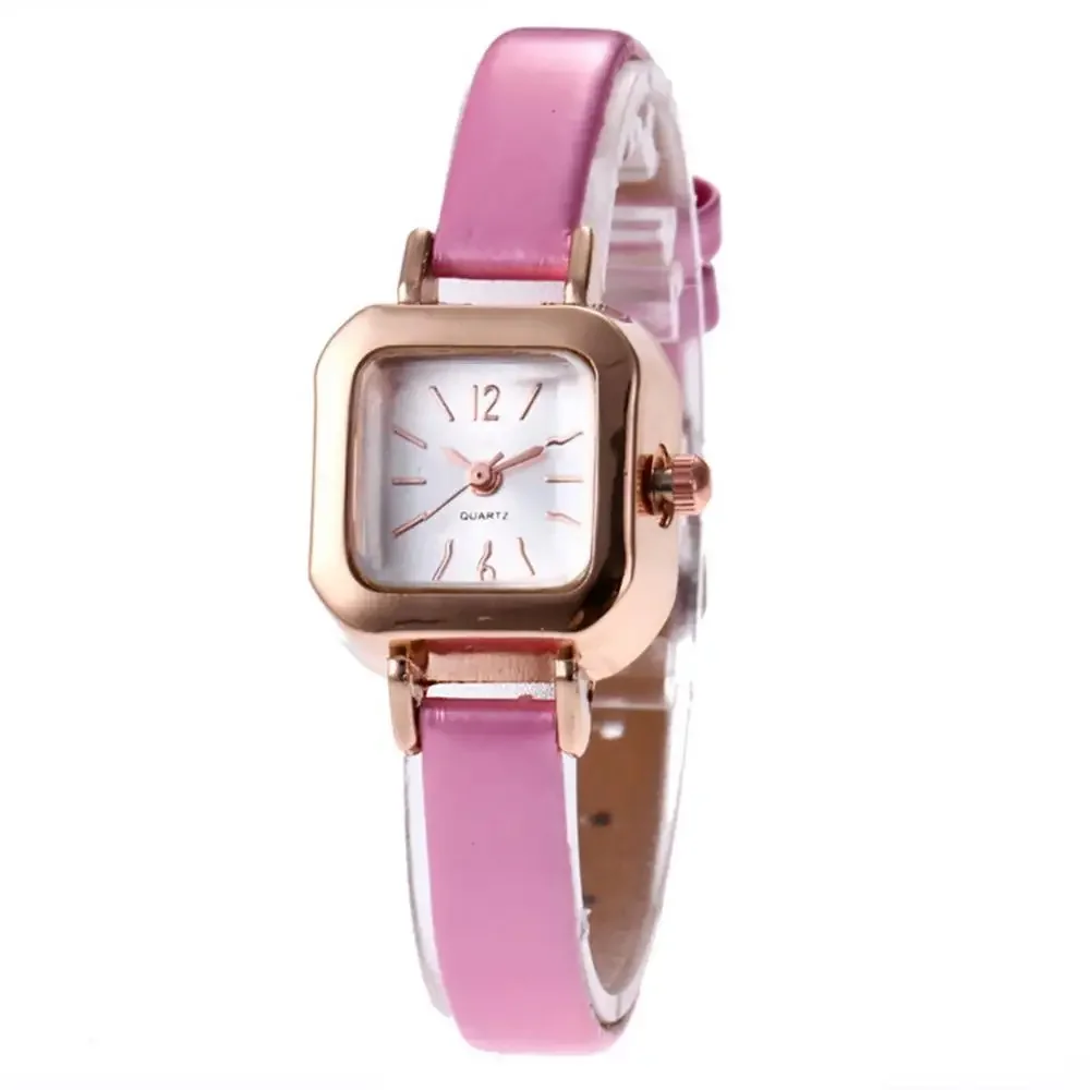 Classic Women Small Dial Square Vintage Watch Thin Leather Strap Elegant Female Quartz Leather Strap Casual Reloj Mujer 명품시계