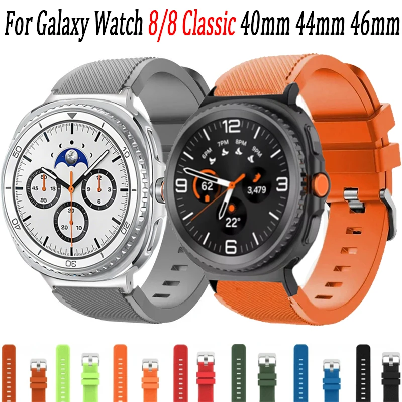 

Silicone Strap For Samsung Galaxy Watch Ultra 2025 47mm Stripe Texture Replacement Band For Samsung Watch 8/8 Classic Accessory