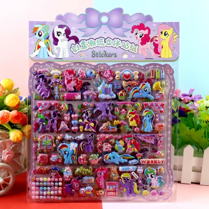 My Cartoon Little Pony 3D Stickers Twilight Sparkle Rainbow Dash Applejack Kawaii Water Cup Refrigerator Decorate Stickers Gifts
