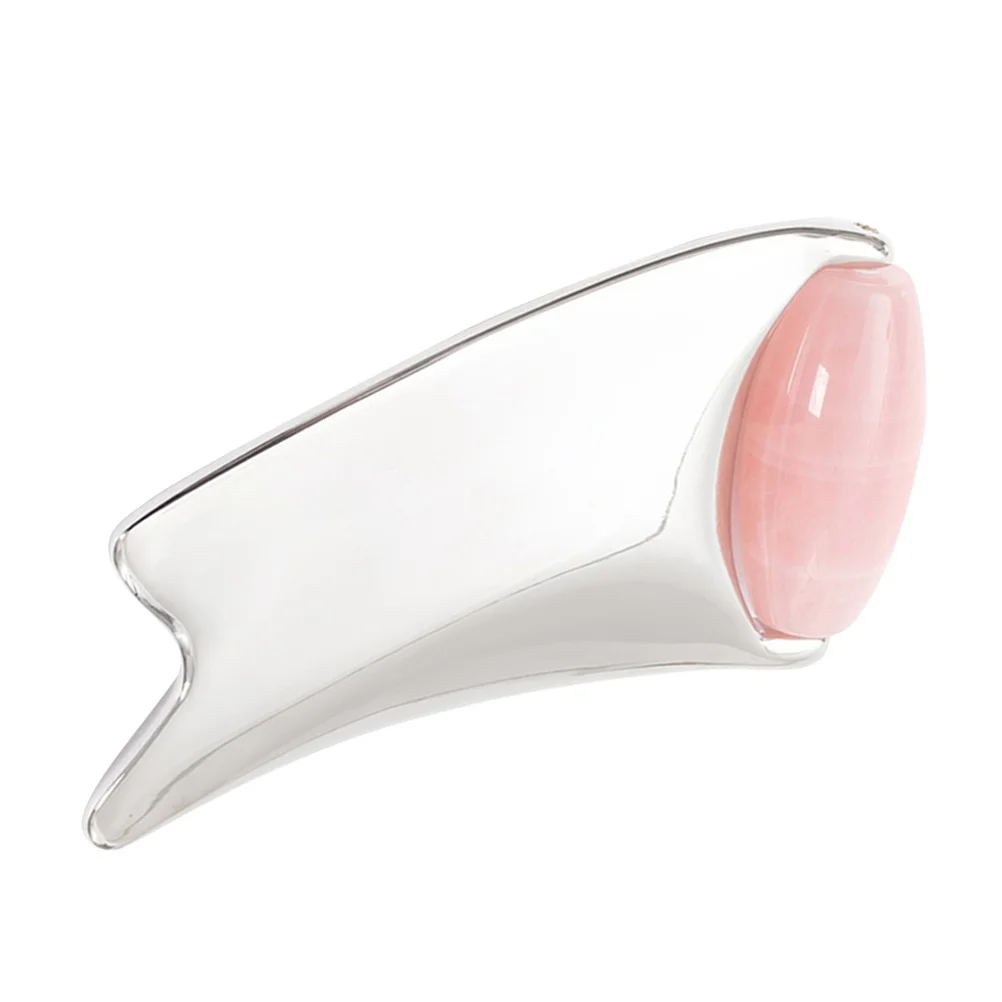 เครื่องมือขูดหน้าแบบกัวซา ทำจากโลหะ ทนทาน ใช้งานง่าย สำหรับการปรับรูปหน้าและนวด ใช้ได้ทั้งที่บ้านและระหว่างเดินทาง พร้อมลูกกลิ้งนวดรอบดวงตา