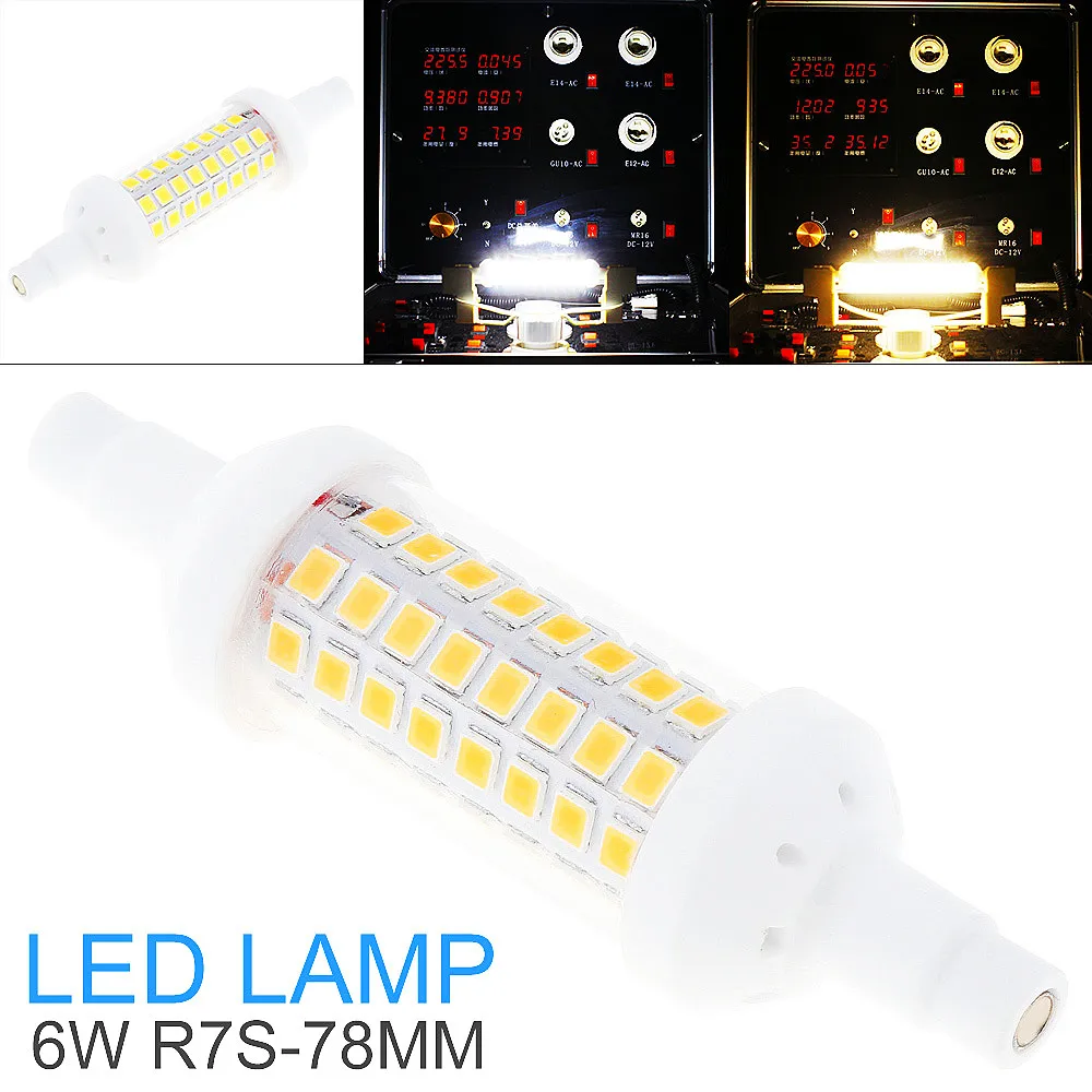 

450LM 6W 64 LEDs 78mm R7S SMD 2835 360 Degrees Dimmable Cool / Warm White with Horizontal Plug Corn Light / Replace Halogen Lamp