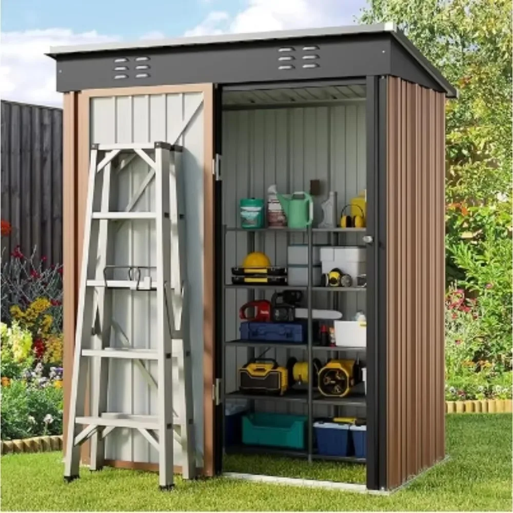 

Outdoor Storage Shed 5x3 FT, Meal Garden Shed Steel Anti-Corrosion Storage House with Sloping Roof ,for Backyard Garden Patio