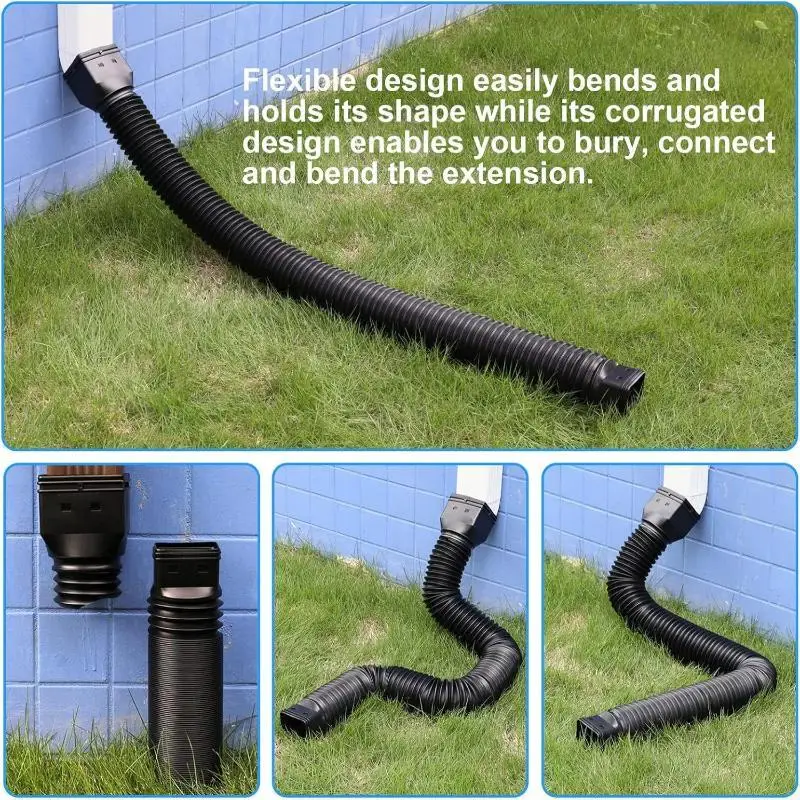 Flexible PE Extendable Downspout Extender Rain Gutter Drainage Pipe For Outdoor Round Downspouts