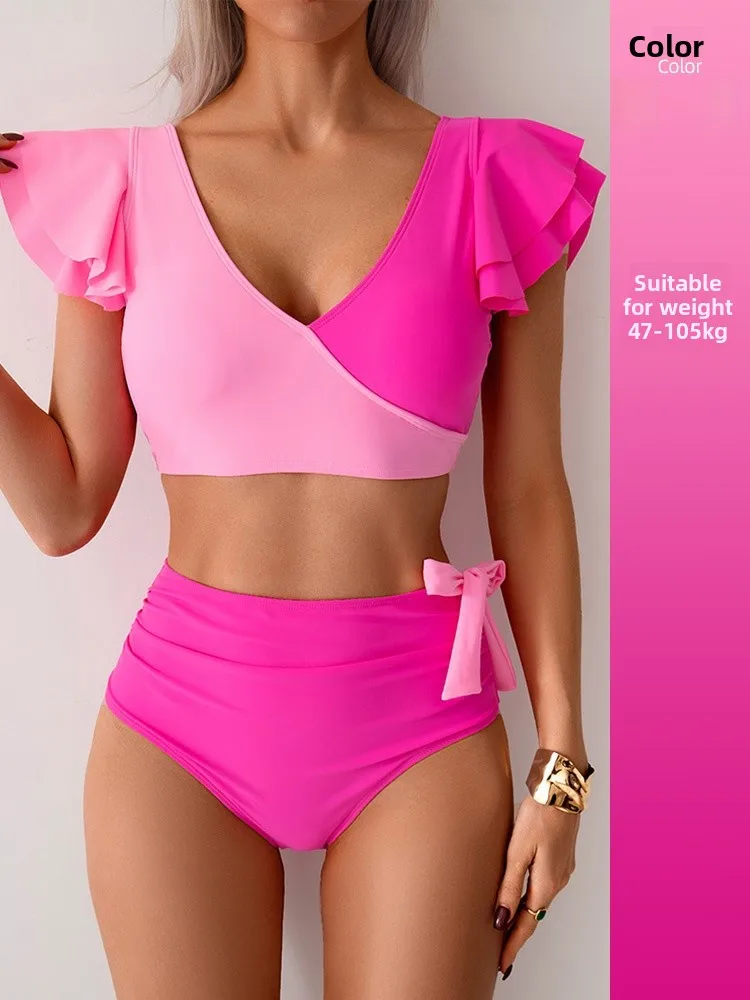 

Sexy High-Waist Bikini Swimsuit Women's Large Size Thermal Spring Photoaphy Separate Swimsuit Vaion Sle Swimmingwear