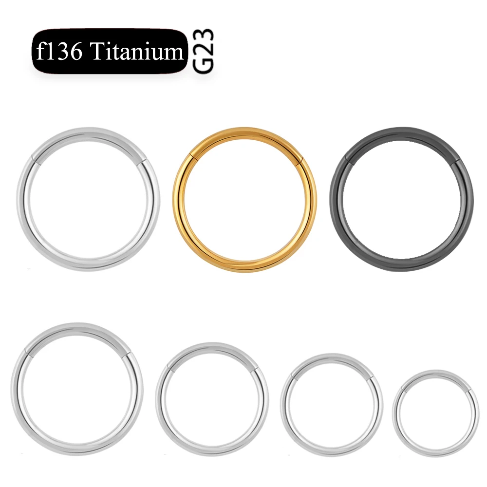 ASTM F136 Titanium Hinged Segment Nose Hoop Rings Women Nose Rings Septum Clicker Ring Ear Daith Hoop Earring Piercing Jewelry