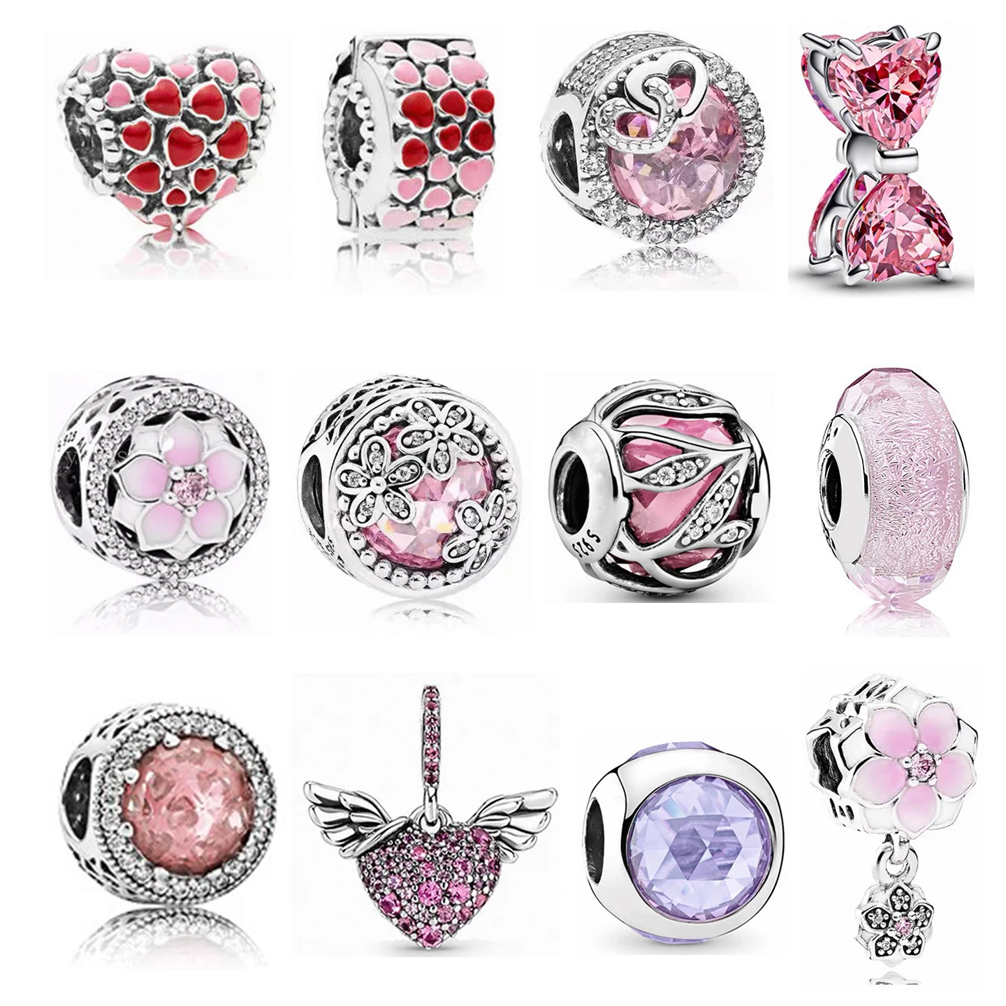 bracelet-en-argent-925-avec-perles-laches-motif-marguerite-cœur-oceanique-et-nœud-serie-rose-bijoux-fantaisie-accessoires-diy-outburst