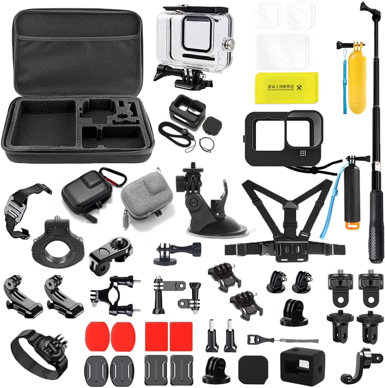 Kit de accesorios para GoPro Hero 13, 12, 11, 10, 9, 8, 7, 6, 5, montaje negro para Yi 4k, funda Mijia para cámara de acción Sjcam