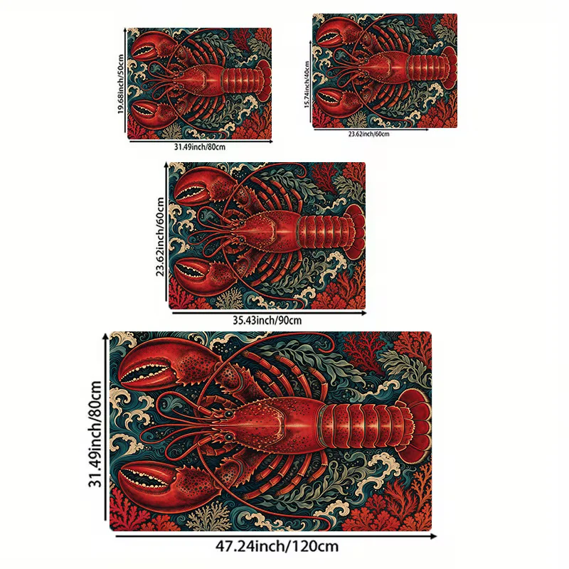 Tropical Ocean Crab Lobster Seascape Doormat Mat Nautical Beach Entrance Rug Decorative Bathroom Door Mat Waterproof Durable Hom