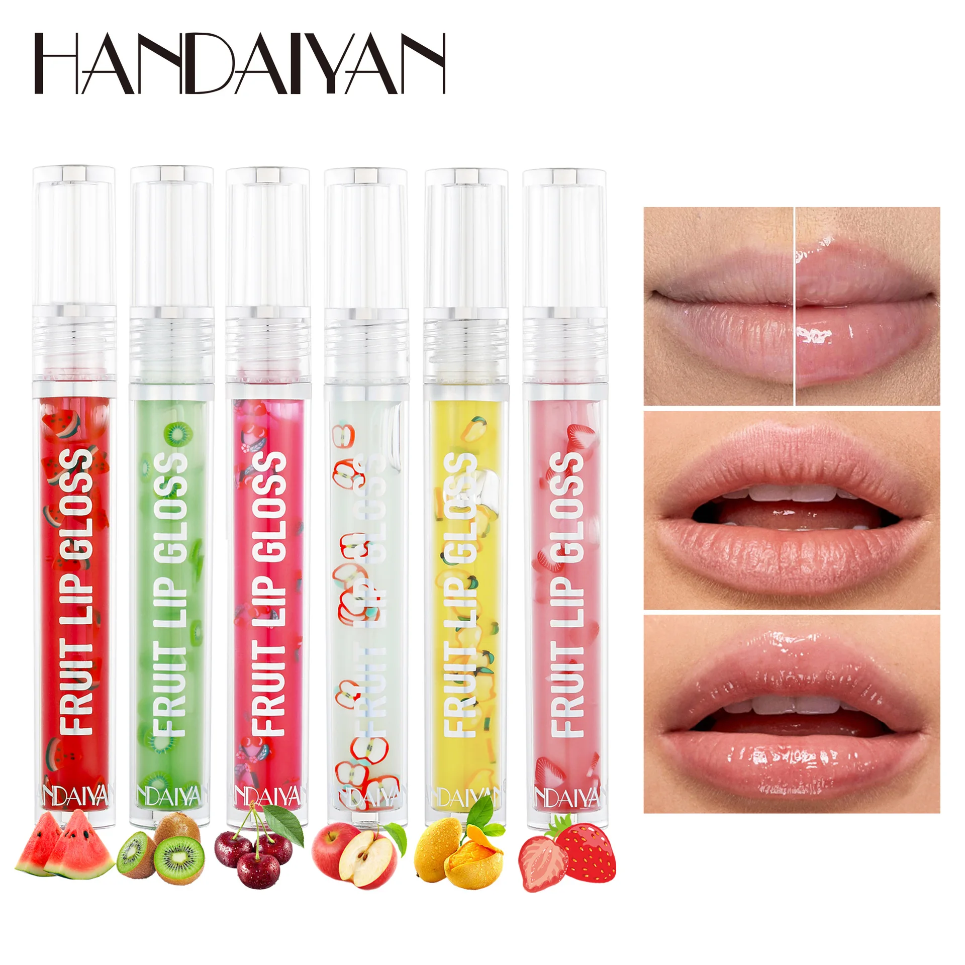 HANDAIYAN 6 colori frutta lucidalabbra idratare idratante illumina chiaro lucidalabbra impermeabile duraturo vendite calde moda olio per labbra 3ml