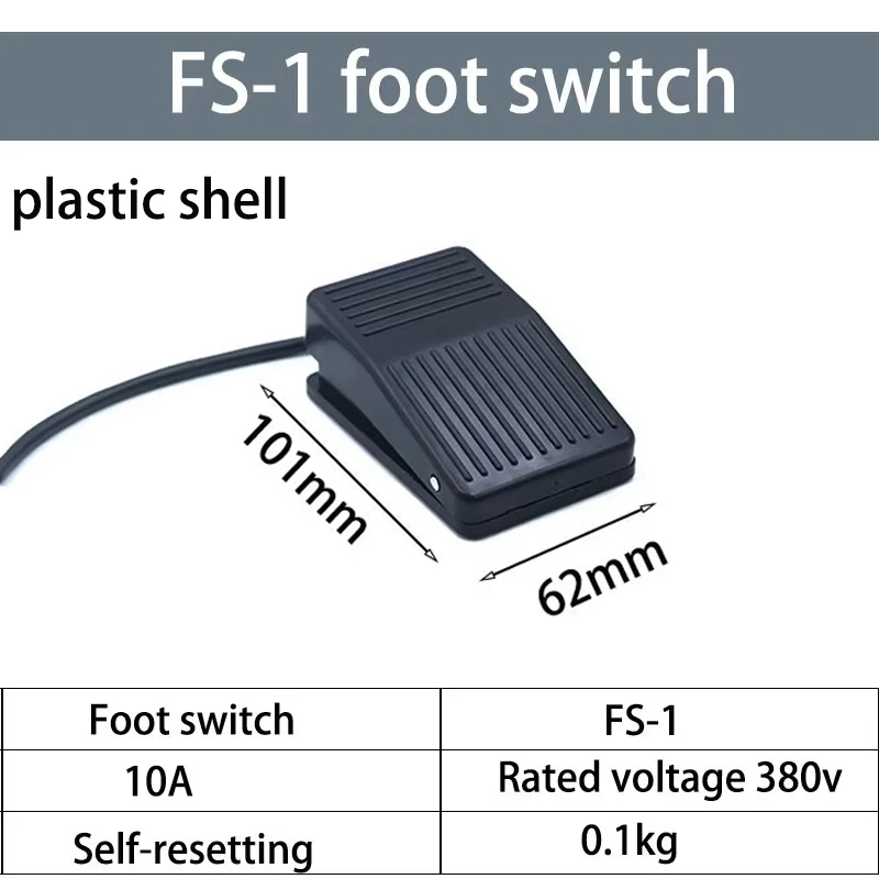 Interruptor de pedal TFS-1, resistente 10A 250V/380V, auto-redefinição, escudo de metal/plástico para controle de máquina de controle industrial