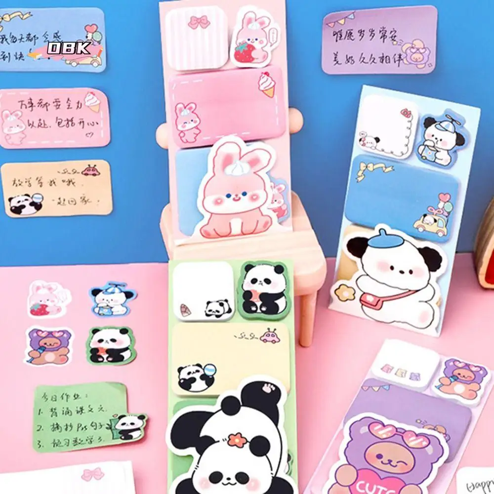 

2 Pcs Cute Cartoon Notepad Colorful Tearable Sticky Notes Girl Heart Multifunction Note Book Message