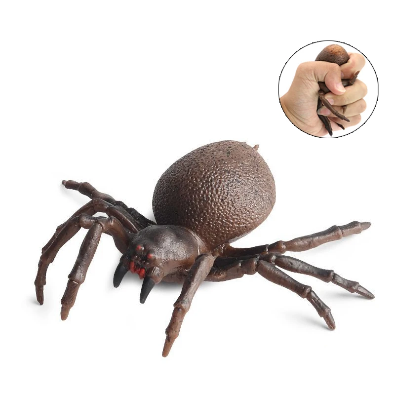 Spider Pinch Toy Squishy Simulated Insect Animal Cognition Model Halloween Mini Prank Stress Reliever Toys Kids Squeeze Toys