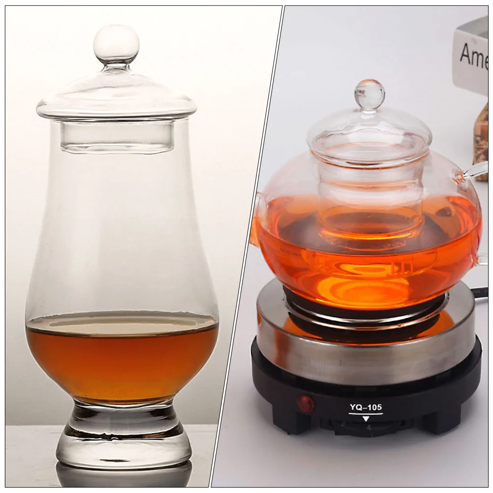 

2Pcs Transparent Glass Goblet Lid Creative Leakproof Cover Heat Resistant Cup Cap Home Household Use Home Cup Cover