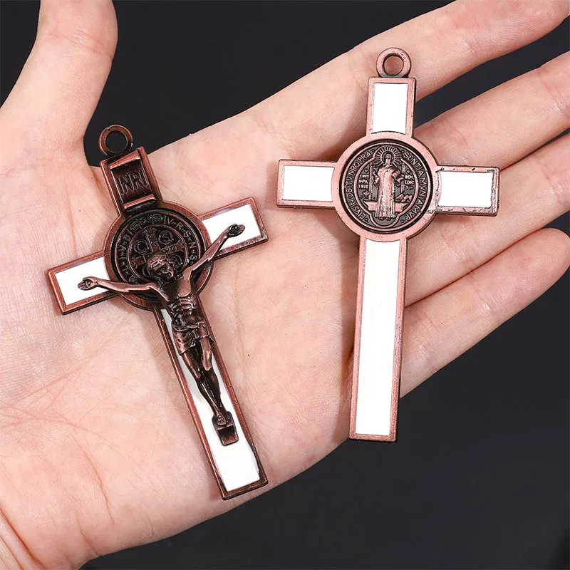 New Christian Big Jesus Cross Large Alloy Christian Cross Medal, Religious Cross Finished 75x43mm