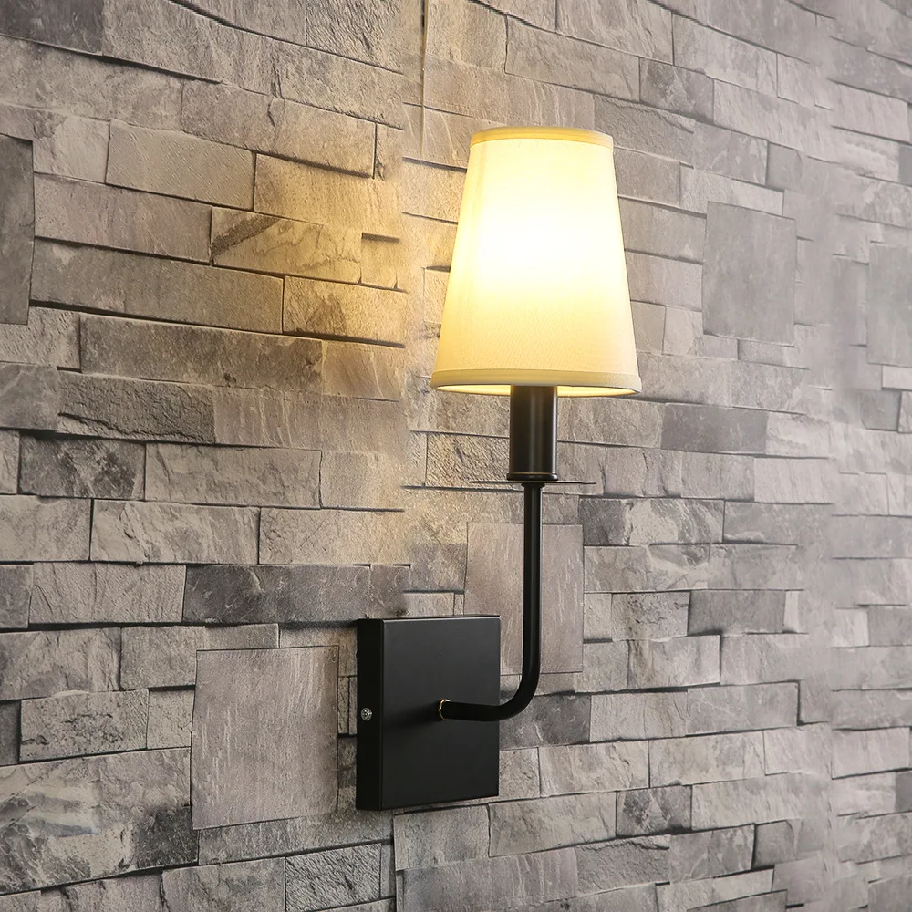 

Ретро-светильник настенный из ткани, простой прикроватный светильник для спальни, декоративный светильник для фоновой стены в ванной, светодиодный светильник