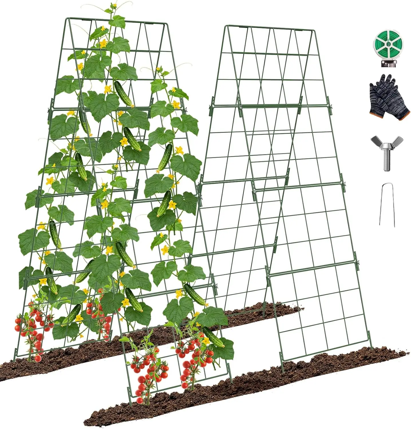 

Adjustable A-Frame Trellis for Climbing Plants Outdoor, 48"x32" Cucumber Trellis for Raised Bed, Metal Garden Trellis wi