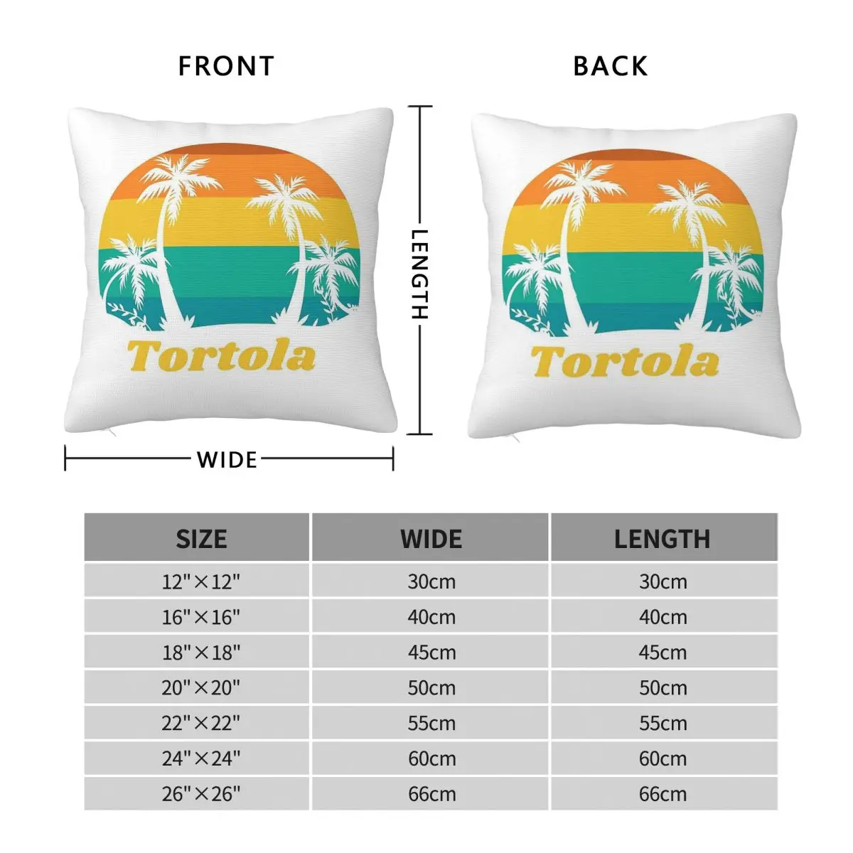 Tortola Virgin Island Square Pillowcase Polyester Linen Velvet Creative Zip Decor Throw Pillow Case Room Cushion Cover Wholesale