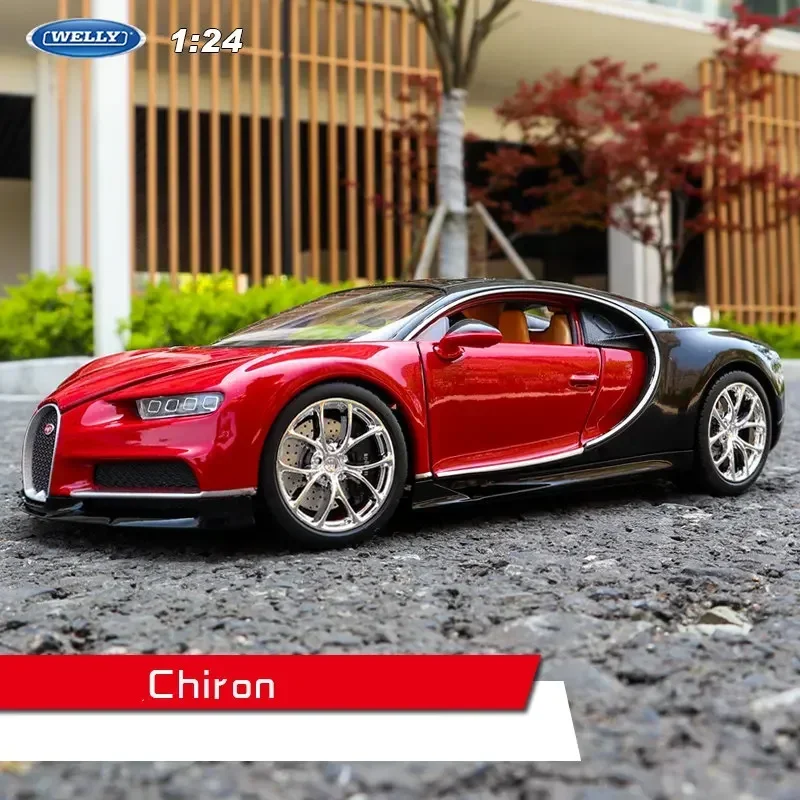 WELLY 1:24 Bugatti Chiron Scale Diecast Vehicles High Simulation Model Car Metal Alloy Classic Toy Car For Kids Gift