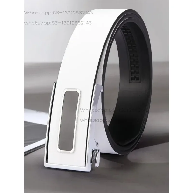 Men's belt new leather  white belt automatic buckle fashionable business trend young people's pants belt