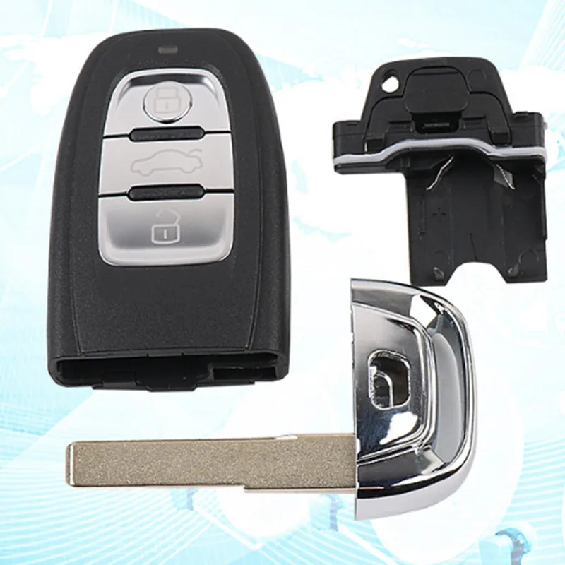 

2 шт., 3 кнопки, пустой смарт-ключ, замена корпуса для Audi A4L A6L A5 Q5, корпус ключа со вставкой, маленькое лезвие аварийного ключа