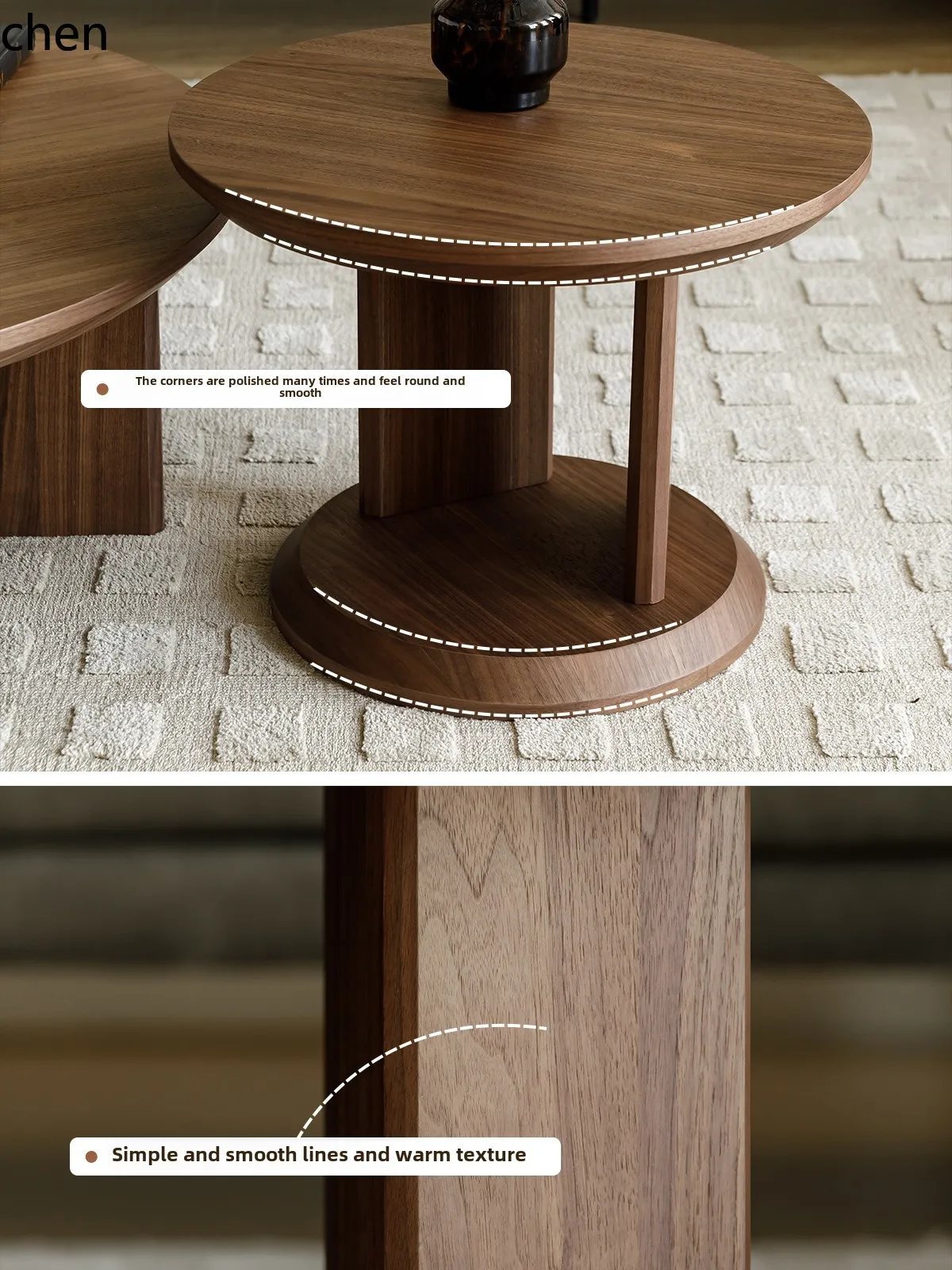 HT medieval black walnut teak removable size combination coffee table sofa corner table