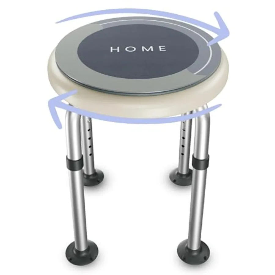 

Swivel Shower Stool for Inside Shower 360° Rotating Bath Chair for Seniors Adults and Elderly Adjustable Height Shower Seat wit