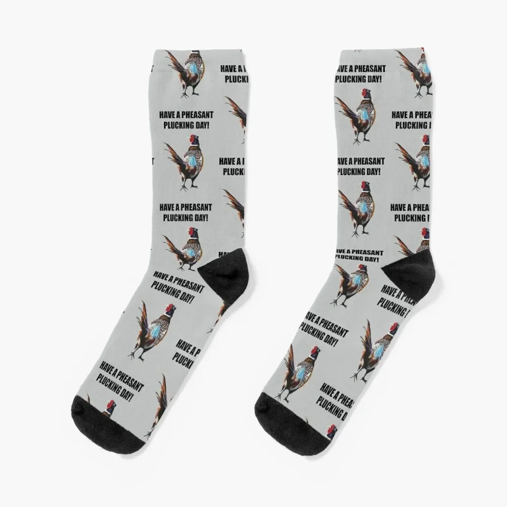 HAVE A PHEASANT PLUCKING DAY fun slogan on a colourful pheasant design Socks Running set shoes Designer Man Socks Women's