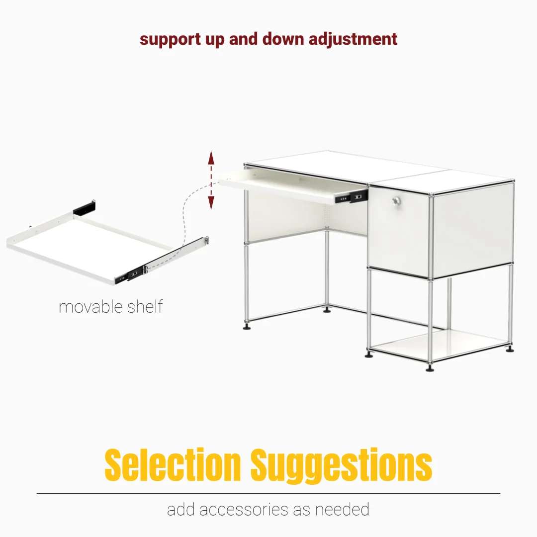 Modern Modular Metal Desk with Storage Cabinet｜Open Frame Writing Table｜Custom Color Office Furniture