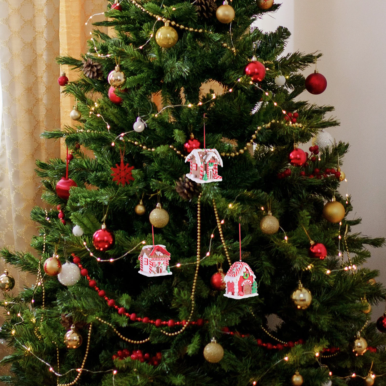 

3Pcs Christmas House Hanging Ornaments Silicone Mini House Decorations Nursery Kindergarten Xmas Tree Pendant Decoration