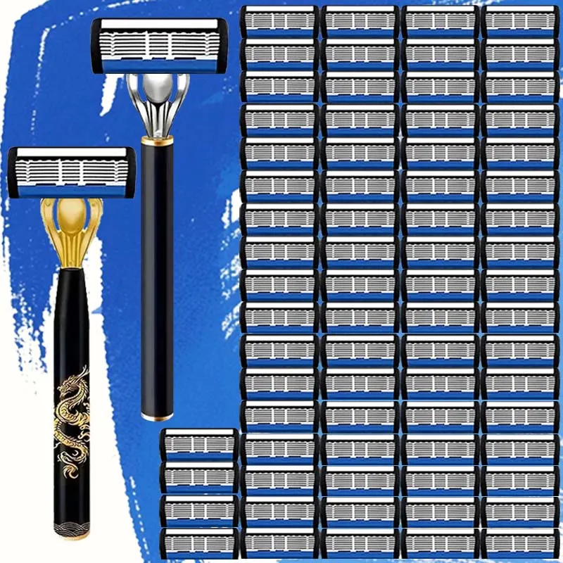 มีดโกนสำหรับผู้ชาย: ด้ามจับกันลื่น 2 อัน, ใบมีดคม 36 ใบ, โกนได้อย่างนุ่มนวลเป็นพิเศษ ปลอดภัย และไม่เจ็บ สิ่งที่ผู้ชายต้องมี