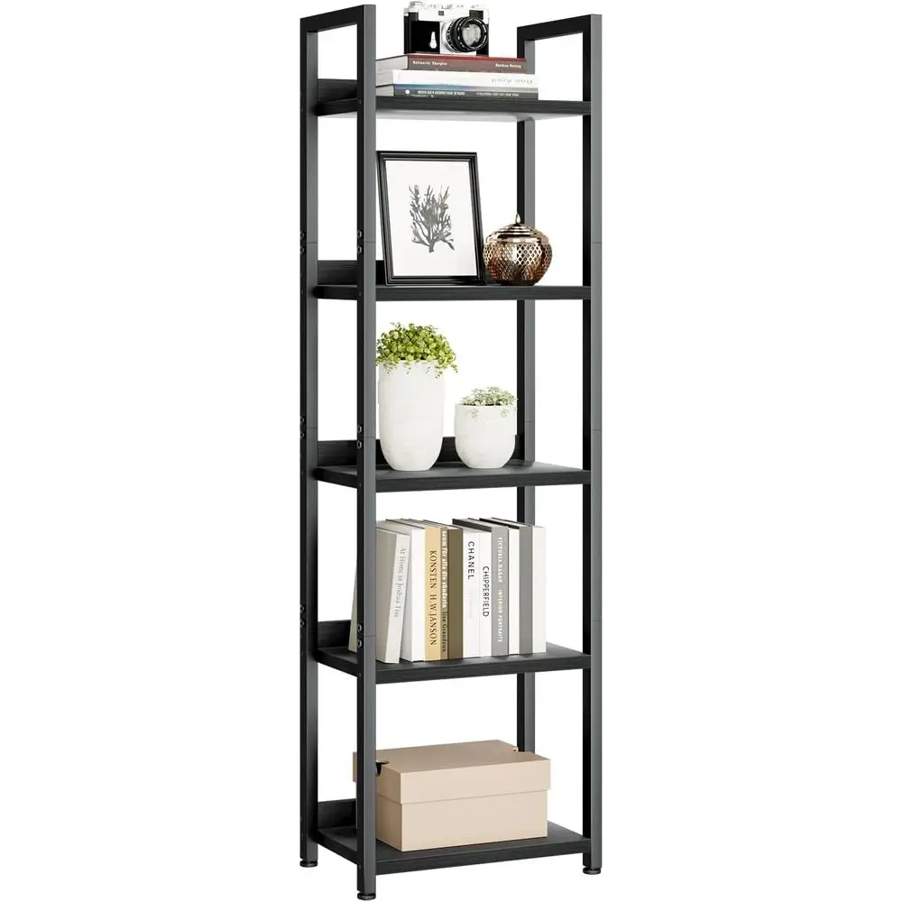 

Narrow Bookshelf, 5 Tier Bookshelves, Home Office Bookcase Shelf Storage Organizer, Free Standing Storage Shelving Unit for Bedr