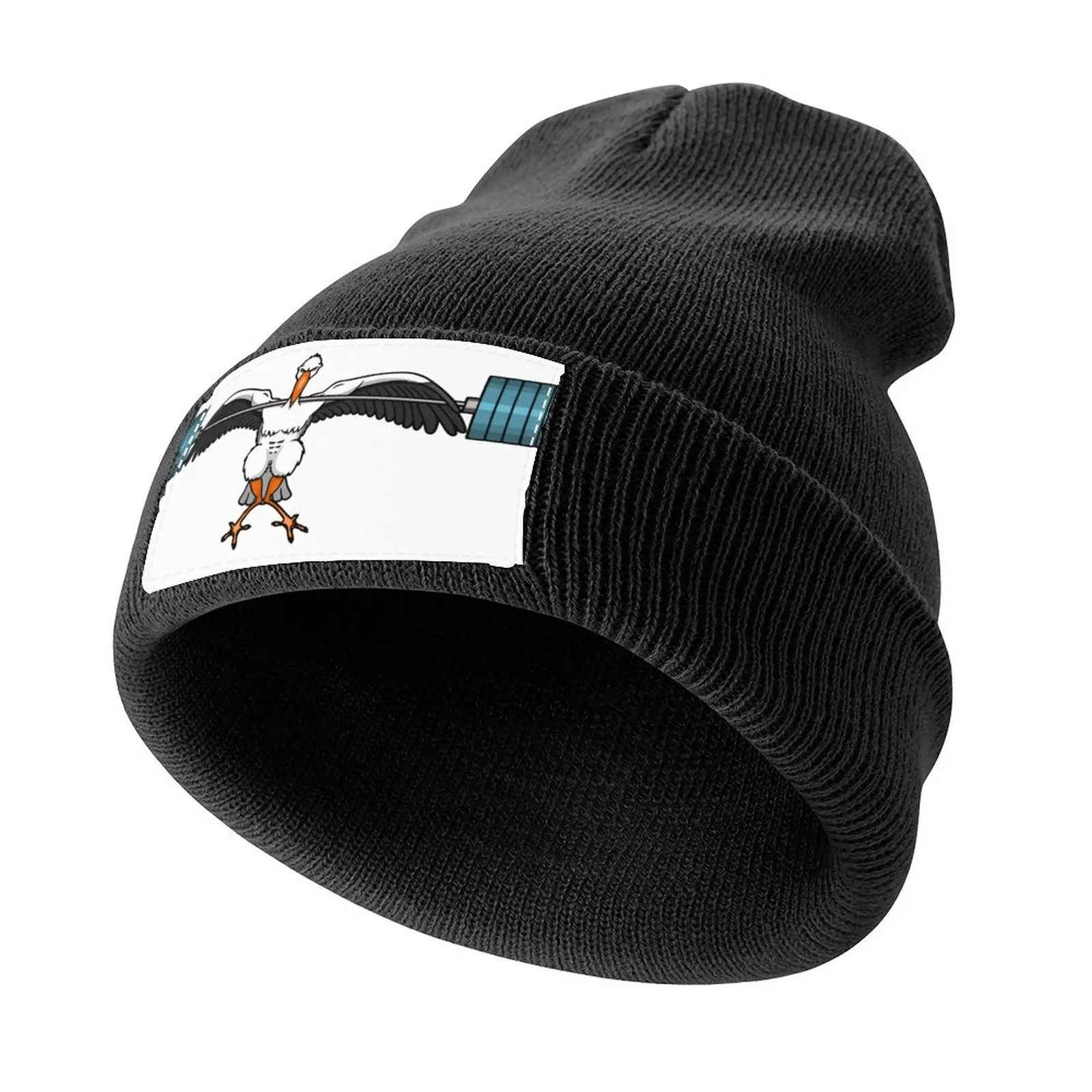 Super-strong stork doing squats. Knitted Cap Luxury Hat Fashion Beach Hats Man Women's