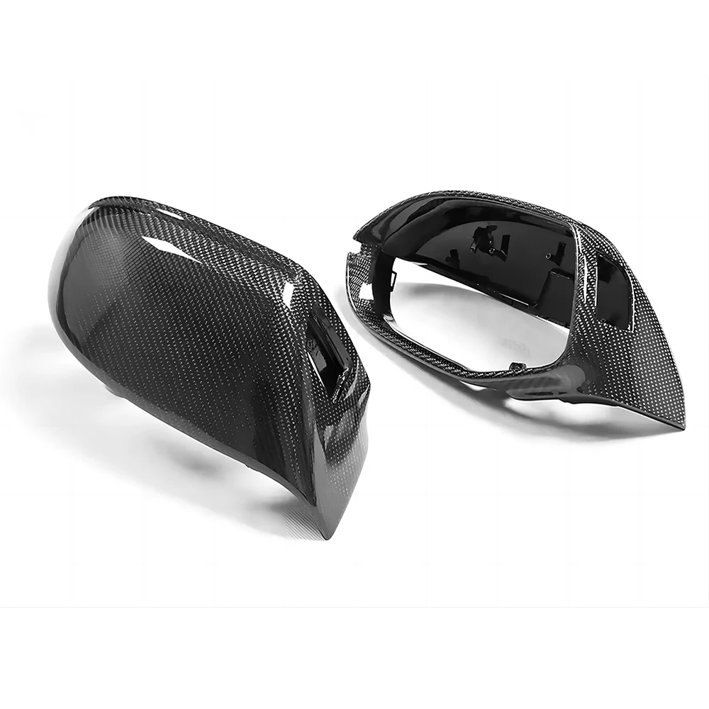 Replacement Rearview Side Mirror Covers Cap For Audi 11-18 4G8 A7 S7 Real Carbon Fiber Casing Shell With Blind Spot Assist