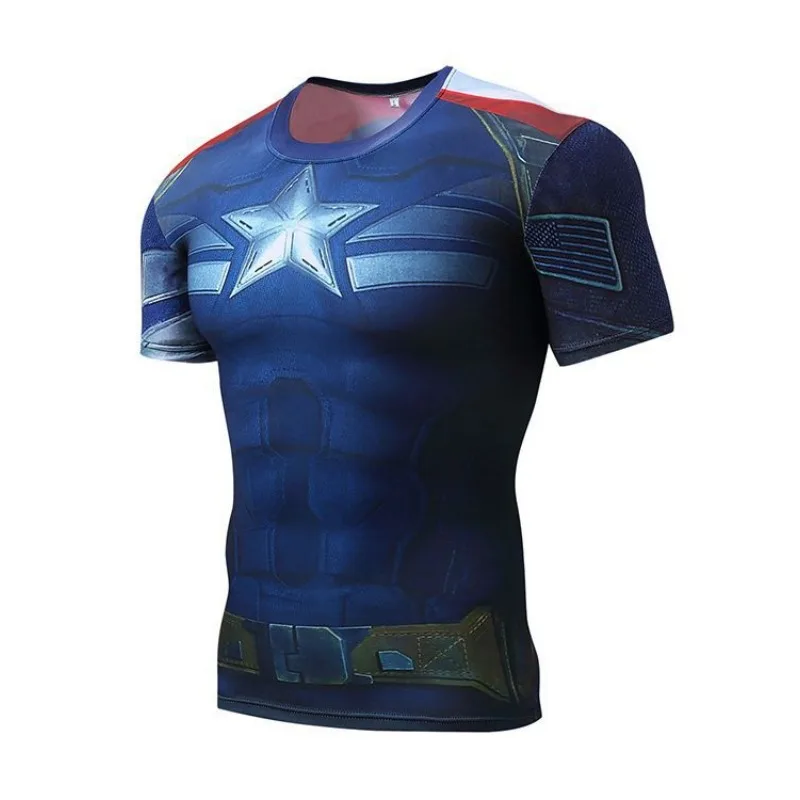 Marvel T Shirt Avengers Spiderman Iron Man Black Panther Costume Short Sleeve Cosplay Sports Fitness Top Birthday Gifts