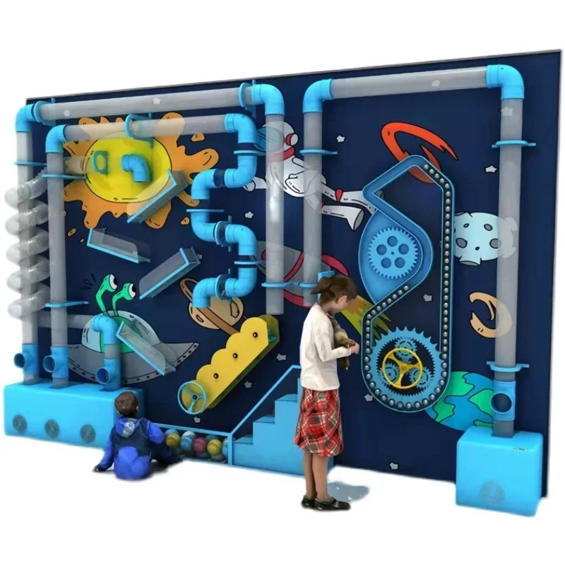 Space Science Theme Playroom Ocean Ball Wall Kids Interactive Tube Ball Wall Games Wall Panel Pipe Toys