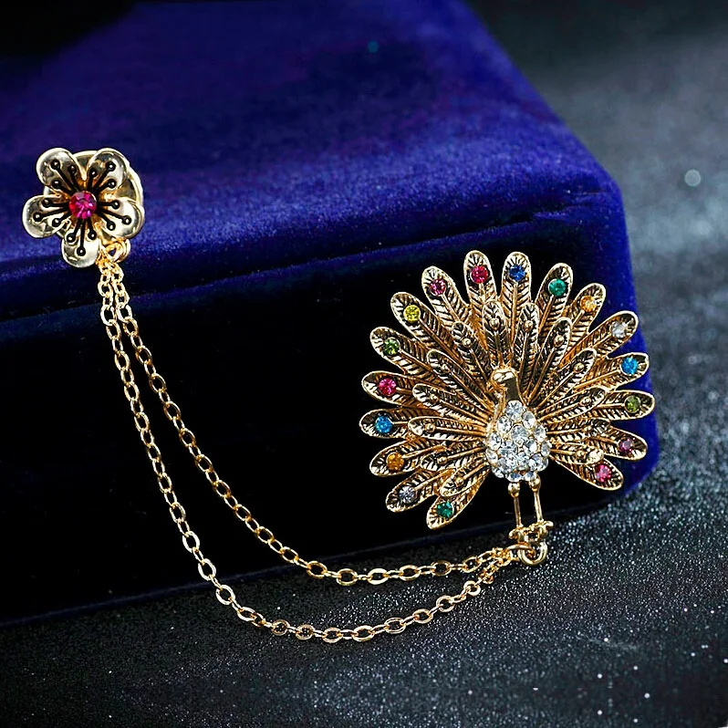 acessorios-de-luxo-ocidentais-para-meninos-broche-de-cauda-de-pavao-com-strass-corrente-de-flor-e-borla-para-colarinho-acessorios-de-vestuario
