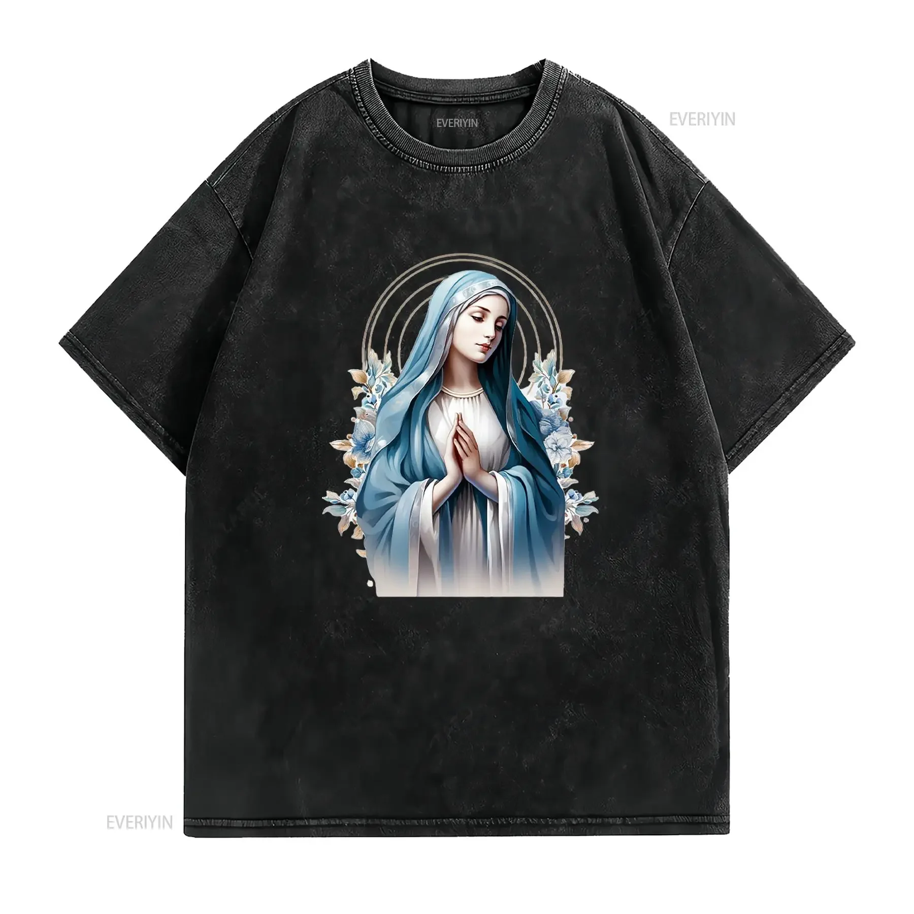 Our Lady of Immaculate Heart Blessed Virgin Mary Women T Shirt vintage Washed Slightly Soft Stretched Breathable graphic
