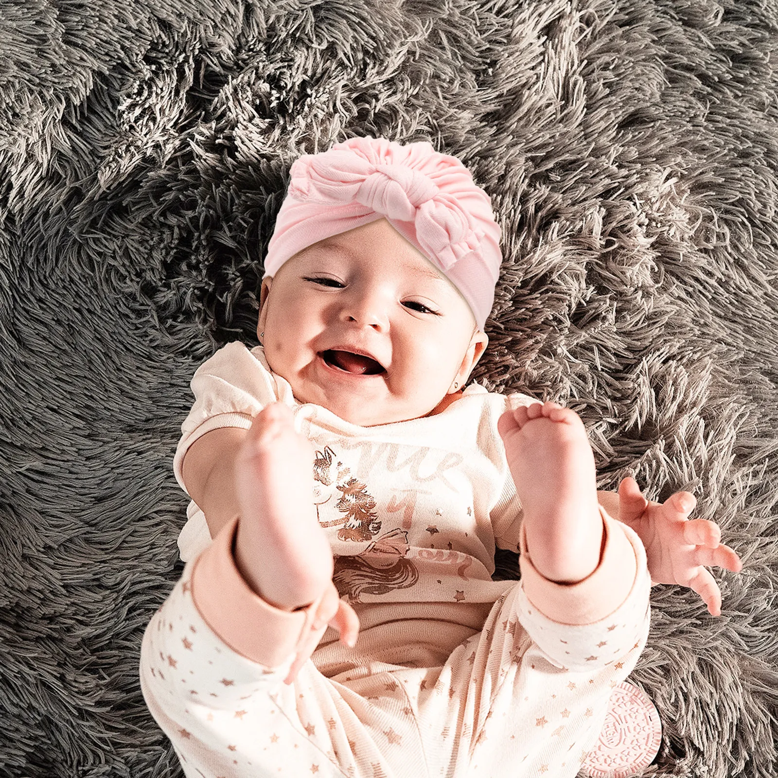 

3Pcs Baby Pullover Hats Knotted Bow-Knot Infant Earmuffs Headwear Warm Winter Outdoor Ear Protection Headgear for Kids