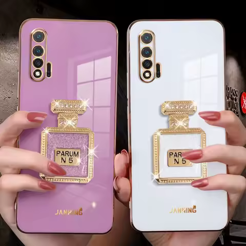 Perfume Bottle Design Holder Phone Case for Samsung S23 Plus S22 Ultra S21 S20Fe A32 A53 A51 A71 A72 A52 Mirror Cover Soft Funda