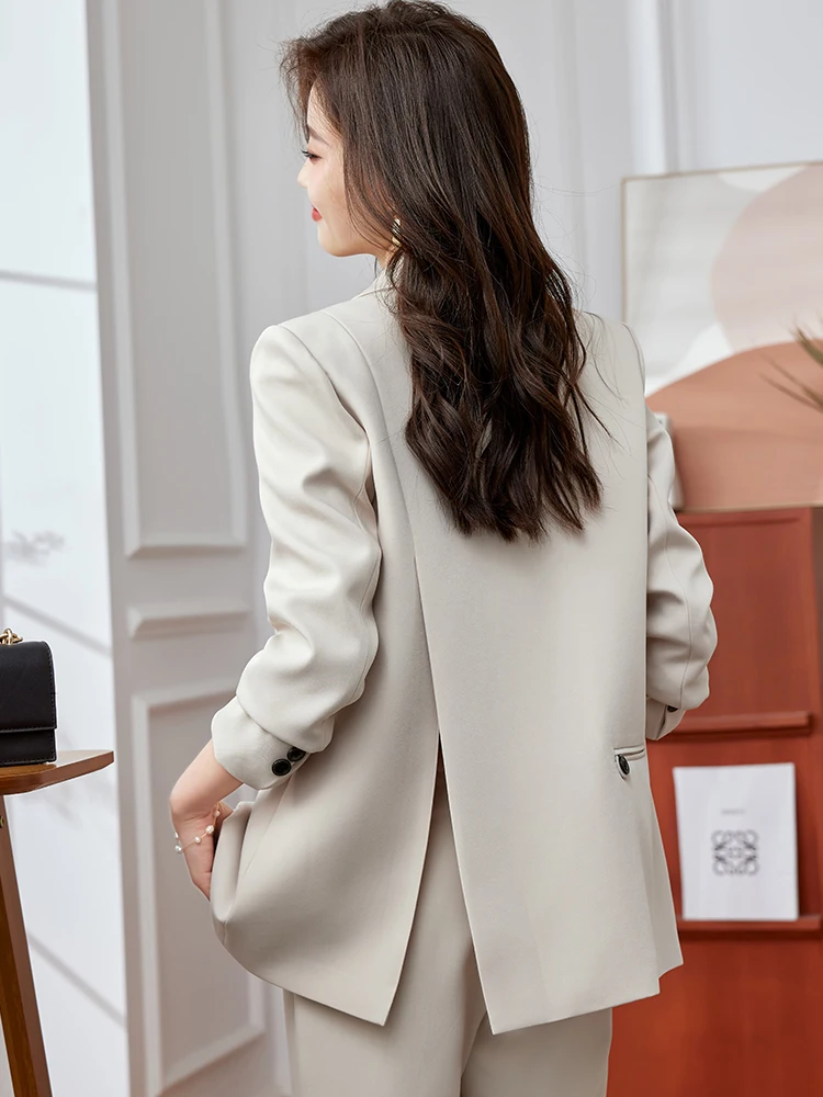 Pink Apricot Black Women Casual Blazer Ladies Female Long Sleeve Loose Coat Jacket For Autumn Winter