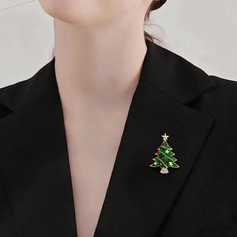 Exquisite Rhinestone Christmas Tree Brooch Faux Pearl Accents Perfect For Holiday Parties Daily Wear Fashion Accessory