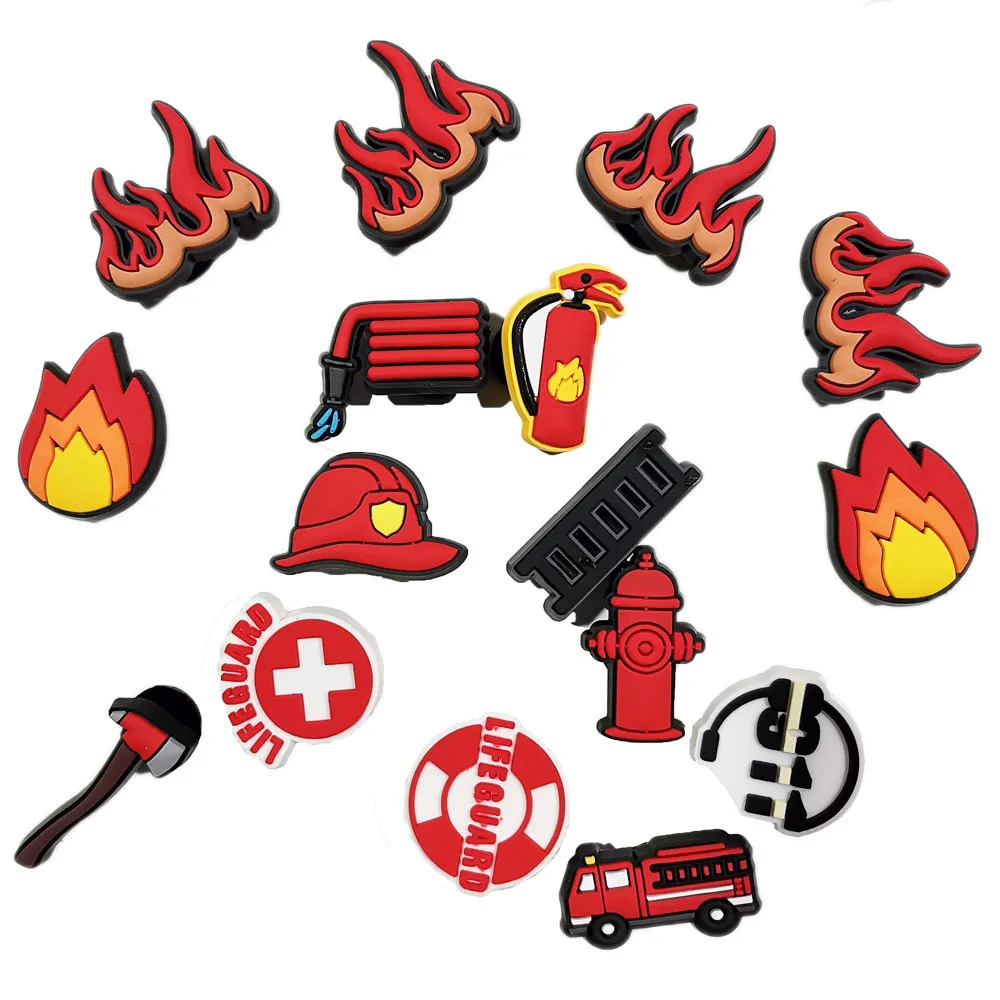 Fireman Shoe Charms for Crocs Accessories Kids Clogs Pins Boy Girls Badges Men Jeans Women Decorations Buckle Shoes Accessories